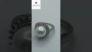 STYLISH STERLING SILVER DiIAMOND PEARL RING #sterlingsilver #pearl #diamond #elegant #beautiful 👌❤&hearts;💯