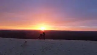 Levez le soleil sur la dune du pilat en drone