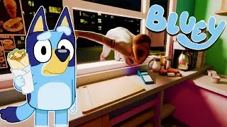 BLUEY pero NUNCA TRABAJES en el TURNO DE NOCHE en SCARY SHAWARMA | Las Aventuras de BLUEY en ROBLOX!