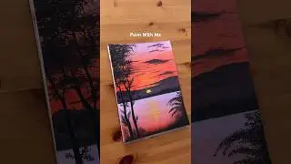 Easy Sunset Lake Painting #acrylicpainting #acrylicpaintingtutorial #beginners #satisfying #shorts