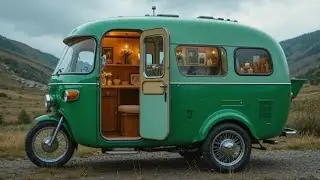 Green RV Camper Tricycle | Eco-Friendly Mini Camper Adventure 🚐💚🌿