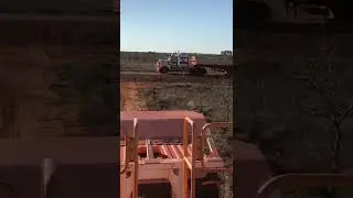 Road train to Bing Bong - iron ore rolling in (outbound)