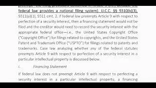 Perfection of Security Interest Under a Treaty