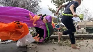Our Inflatables are Blowing Away!! Halloween Clean Up + Inside Tour of our House Decorations!