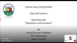 Class XII Chemistry 03-10-2020 Biomolecules, Text Book Questions