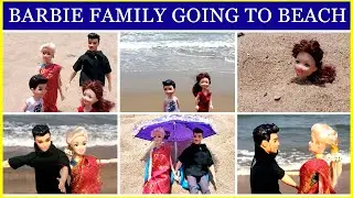 Barbie Family going to beach | barbie and ken videos | mini foodies |
