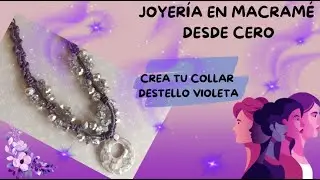 MACRAMÉ FÁCIL: Collar Violeta Brillante para Principiantes#macramé#tutorialmacramé#nudosdemacramé