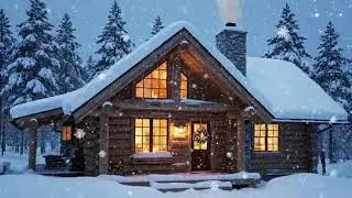 Quiet Winter Moments Inside a Snowy Log Cabin