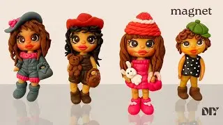 DIY Polymer Clay Doll Magnets | Cute Handmade Fridge Magnets Tutorial