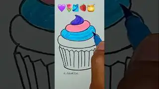 💜🌷🎽🍓🍯 Satisfying Cupcake Colouring #viralart #drawing