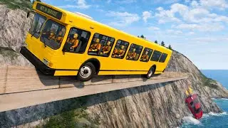 School Bus & Cars vs World&rsquo;s Most Dangerous Roads 😱💥 | BeamNG.drive Extreme Crashes #76