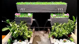 How to make a Beautiful Cement Waterfall Fountain / DIY