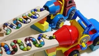 Marble Run Race ☆ Colorful Vehicles Racing on HABA Slope | Compilation #28