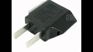 Black Europe Round To USA Flat Power Plug Converter Adapter