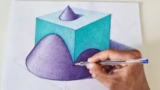 How to Draw Intersection of a Cube and a Cone in Perspective