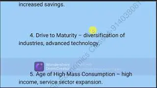Stages of economic development ( W W Rostow theory)