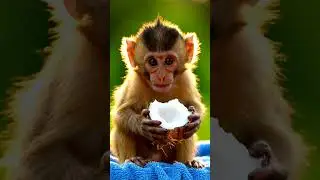 monkey eating coconut