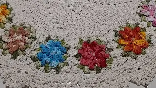 tapete redondo com flores /vlog de crochê