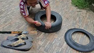 Memanfaatkan ban bekas untuk outsole sandal 