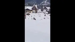 Guy Flew Off A Sled When He Hits A Snow Ramp
