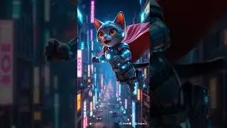 &ldquo;AI Cartoon | Superhero Cat Saves the Cyberpunk City 🐱✨&rdquo; #ai #funny #cartoon
