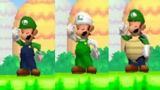 New Super Mario Bros. Flagpole All Power Up. All Course Clear Animations. (Luigi)