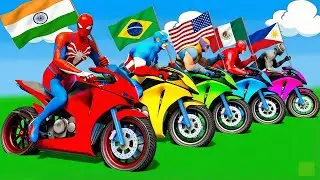 الرجل العنكبوت انقاذ باتمان Spider-Man Ride on Motorcycle Rescue Batman vs Iron man GTA 5 Superhero!
