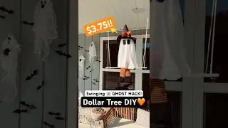$3.75👻 Dollar Tree DIY 🧡Floating SWINGING GHOST!🖤 #diy #craft #halloween #hack #decor #dollartree