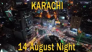Karachi Aerial View 14 August Night | 4K Drone Footage of Lights & Fireworks