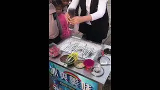 Ice cream rolls..stir fried ice cream.. kids will love it.. Hebei