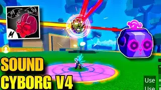 Sound Fruit 🍑 + Sanguine art + Cyborg V4=🗿 | Blox Fruits Roblox 