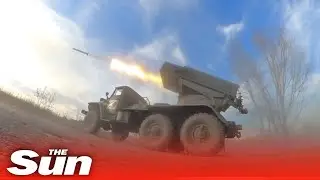 Russian forces fire at Ukrainian targets using multiple rocket systems