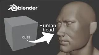 Scuplting realistic human head in blender TIMELAPSE 40'