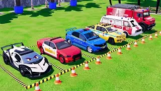 POLICE COLORFULL - TRANSPORTING POLICE CARS, AMBULANCE VEHICLES, FIRE TRUCK WITH TRUCK - FS22 #598