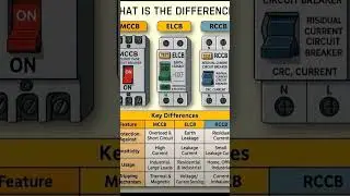 Difference between MCCB,ELCB,RCCB #mccb #rccb #elcb #electrical #trendingshorts #viral