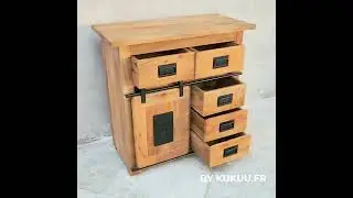 Buffet industriel compact en bois massif &ndash; Design authentique KUKUU