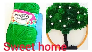 #Diy yarn art#tree of life pom pom decor#expensive look tree of life dream cateher