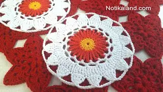 How to crochet EASY Flower Motif Crochet Round Motif