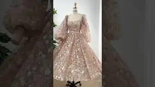 Making a puff sleeves sequin embroidery midi pink dress #sewing #creative #hautecouture #corset