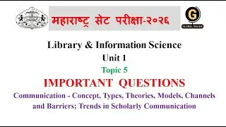 MH SET Library Science 2026 | Communication | Important Questions |2026