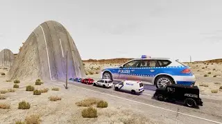 Big & Small Police Cars Vs Giant Bulge - BeamNG.drive