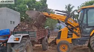 JCB 3dx working for cow dung loading in powertrax euro tractor // jcbvideo 