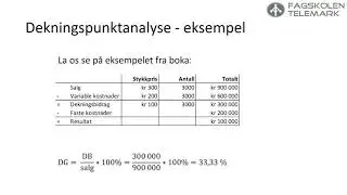 Studieenhet 18   Dekningspunktanalyse