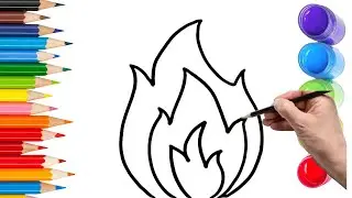 How To Draw cute flames Drawing, Painting & Coloring For Kids and Toddlers_ Child Art 🐋🌈