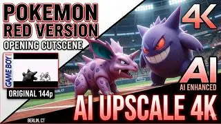 Pokemon Red Version (GameBoy) Opening Cutscene AI Upscale 4K Ultra HD