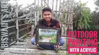 Outdoor Painting with Acrylic Colors // Plein Air Acrylic Painting #biswajitsart #acrylicpainting