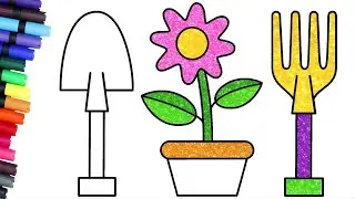 How To Draw A Flower Pot 🌸 | Dụng cụ l&agrave;m vườn | Hướng dẫn vẽ từng bước | Nghệ thuật Chiki Việt Nam