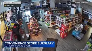 Burglars steal lottery machine on Chicago's North Side, video shows