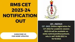 #RMS CET 2023-24 NOTIFICATION OUT#