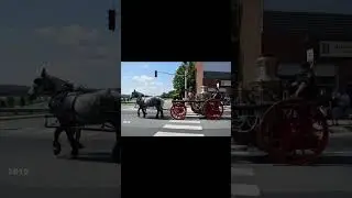 History Pictures of the 1800s Woodstock,NB Fire Department old 1800s Horse Pulled Steam Pumper.